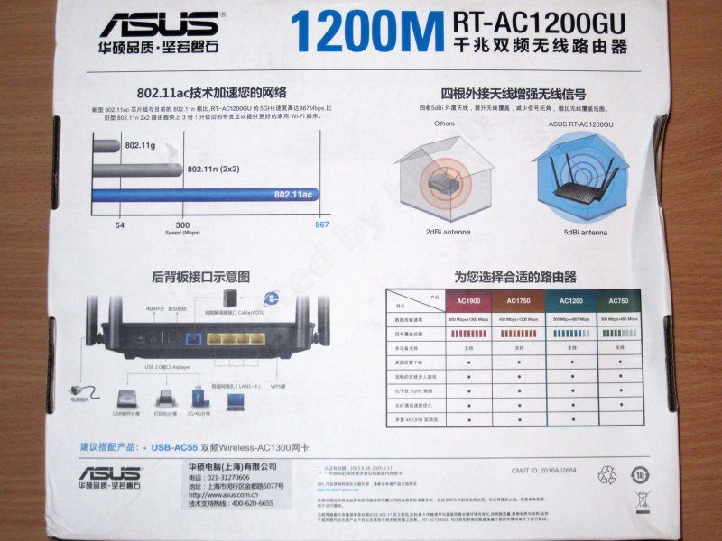 ASUS RT-AC1200GU, WiFi роутер с гигабитными портами