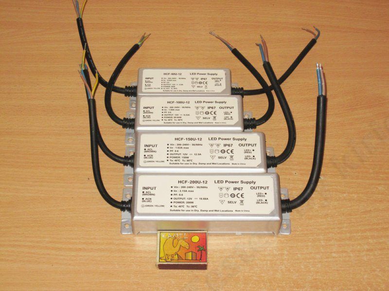 Четыре блока питания 12 вольт 60, 100, 150 и 200ватт